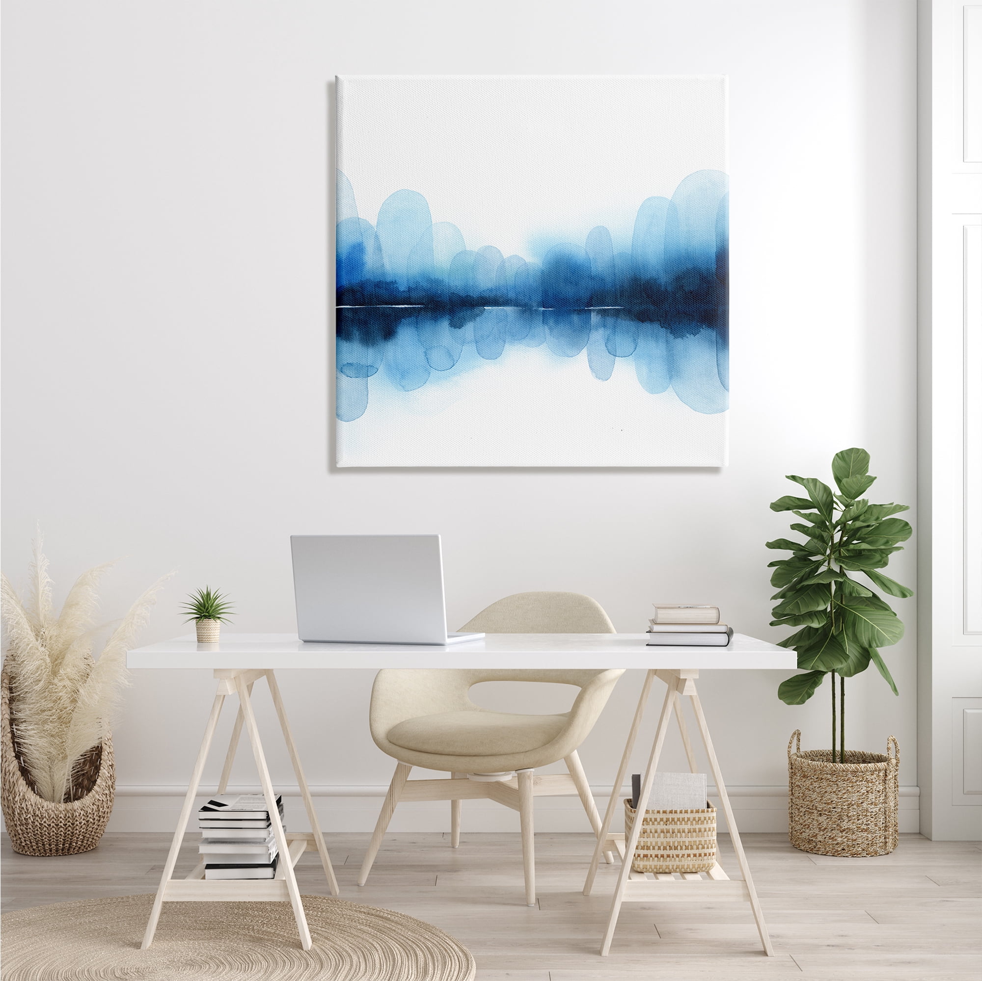 Stupell Indtries Reflecting Blue Arches Abstract Layered Shapes over White,36 x 36,Design by Grace Popp
