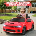 thumbnail image 3 of Dodge Electric Ride on Cars for Kids, 12V Licensed Dodge Charger SRT Hellcat Powered Ride On Toys with Parent Remote Control, Electric Car for Girls Boys 3-5 w/Music Player/LED Lights, Red, 3 of 9
