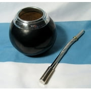 Traditional Classic Argentinian Mate Gourd Yerba with Straw 2463 Black