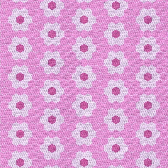 Ahgly Company Indoor Square Patterned Blossom Pink Area Rugs, 7' Square