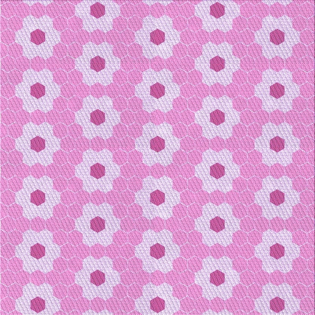 Ahgly Tapis d'Intérieur Lavable en Machine Carré Transitionnel Fleur Rose, 7 Pieds Carré