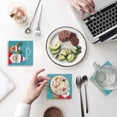 thumbnail image 1 of RYLABLUE Merry Christmas Santa Claus and Reindeer Set of 4 Coaster for Drinks, Absorbent Ceramic Stone Coasters Cup Mat with Cork Base for Home Kitchen Room Coffee Table Bar Decor, 1 of 4