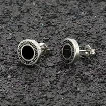 GKNET Mens Surgical Steel Vintage Black Ear Stud Earrings Punk Biker Delicate Jewelry 2Pcs