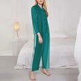 thumbnail image 3 of Lsque Teal Color Pattern Long Sleeve Pajama Set for Women - Soft 2-Piece Sleepwear and Loungewear Set with Pockets, Comfy Nightwear-X-Large, 3 of 7
