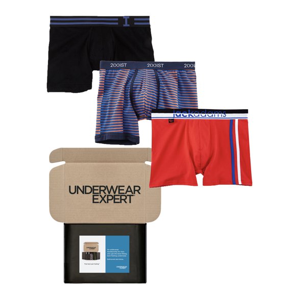 Underwear Expert Men's Boxer Briefs Curated Mystery Box, 3 Pairs