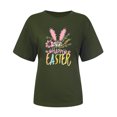 thumbnail image 3 of UPPADA Femmes Heureux Easter T-Shirt Bunny Lapin Graphique T-Shirt Manche Courte Drôle Lettres Imprimées Chemises Manche Courte Col Rond Tuniques Hauts Vert Armée,TG, 3 of 5