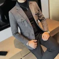 thumbnail image 2 of Chaqueta de tweed para hombre, corta, corta, con una sola botonadura, para hombre, moda original 2024, ropa sencilla, alta calidad, nueva, 2 of 5