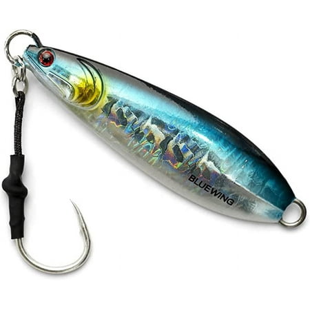 BLUEWING Fishing Lures Saltwater Fishing Lures Vertical Jigs for Saltwater Fish, Slow Fall Pitch Fishing Lures with Hook, 100g Blue