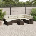 thumbnail image 1 of vidaXL 9 Piece Garden Sofa Set with Cushions Brown Poly Rattan, 1 of 5