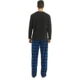 thumbnail image 4 of LNFINTDO Mens Pajama Sets Thermal Shirts & Fleece Plaid Pants Pjs Set Henley Long Sleeve Plaid Pajamas for Men, Black & Blue Black Plaid, X-Large, 4 of 7