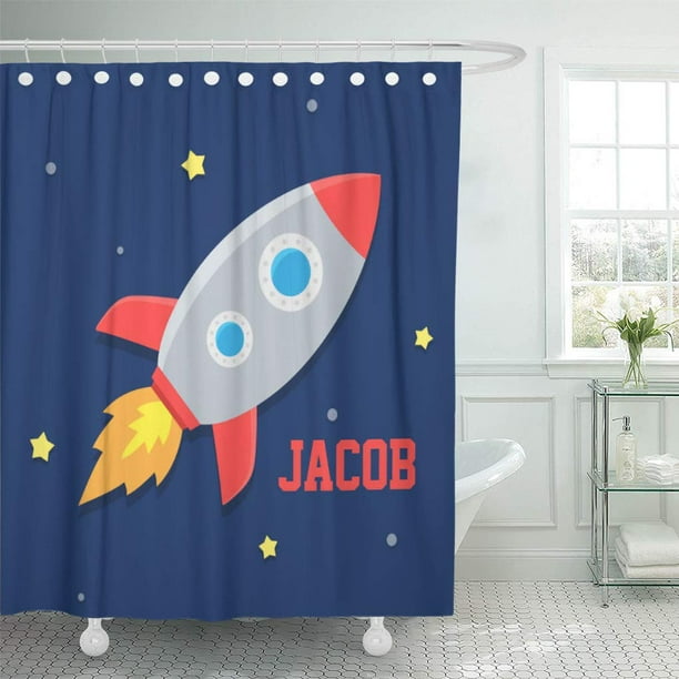 SUTTOM Name Colourful Rocket Ship Outer Space for Boys Spacecraft Shower  Curtain 66x72 inch - Walmart.ca