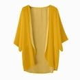 thumbnail image 4 of GUOBIOZIY Women Kimono Cardigans 3/4 Length Sleeve Loose Fit Beach Cover Ups Summer Casual Boho Open Front Chiffon Soft Breathable Top (Yellow,3XL), 4 of 4