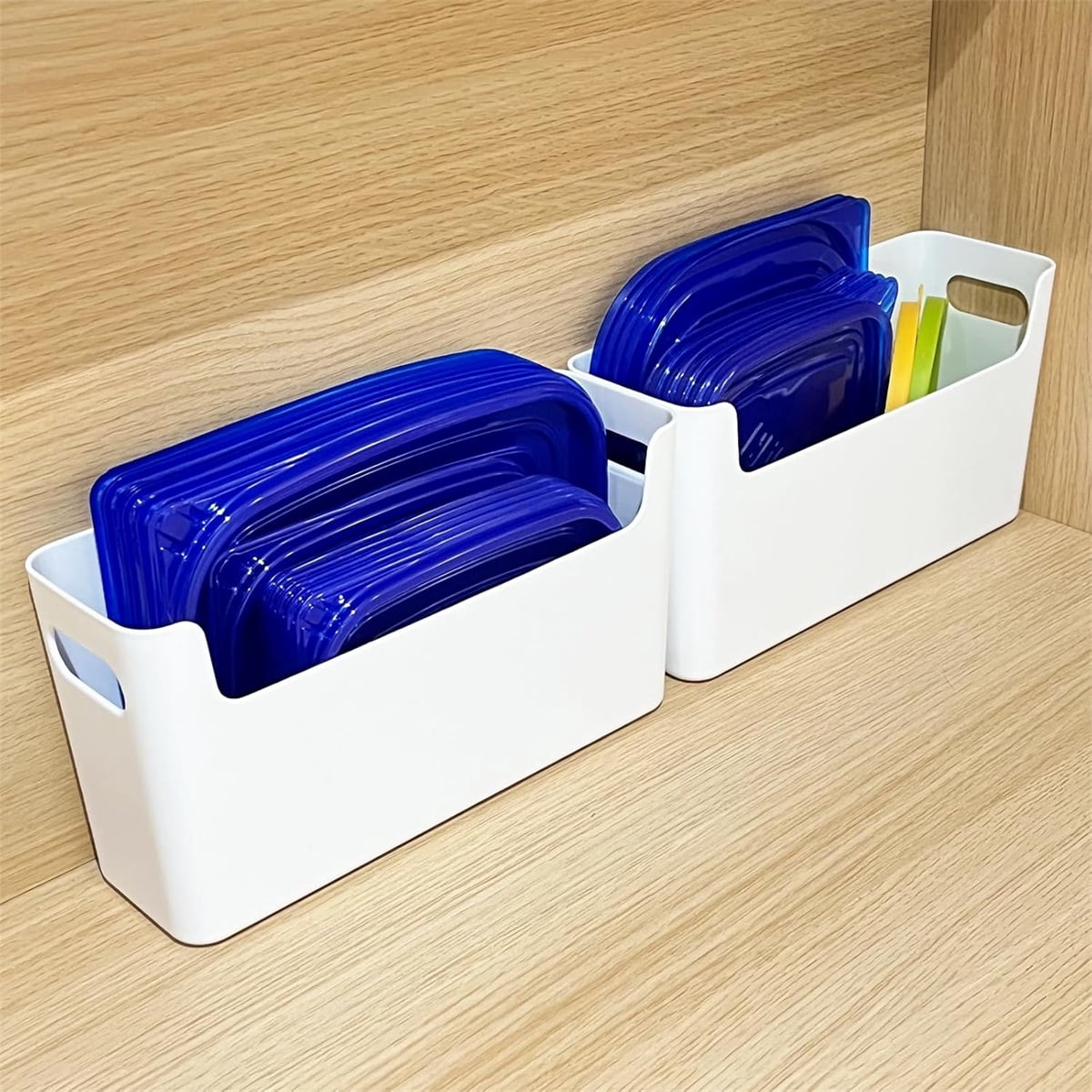 GIXUSIL Mount Inside Cabinet Door Organizer Storage Lid, Adhesive Slim Space Kitchen Pantry Organizers, Small Items Organiser Storage Box for Closet Bathroom (4 Pieces, White)
