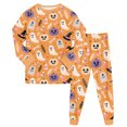 thumbnail image 4 of Kogui Halloween Pjs Kids 2-Piece Cute Ghost Pumpkin Print Soft Sleepwear Set Long Sleeve Kids Pjs 5T 6T (Beige,5-6 Years), 4 of 7