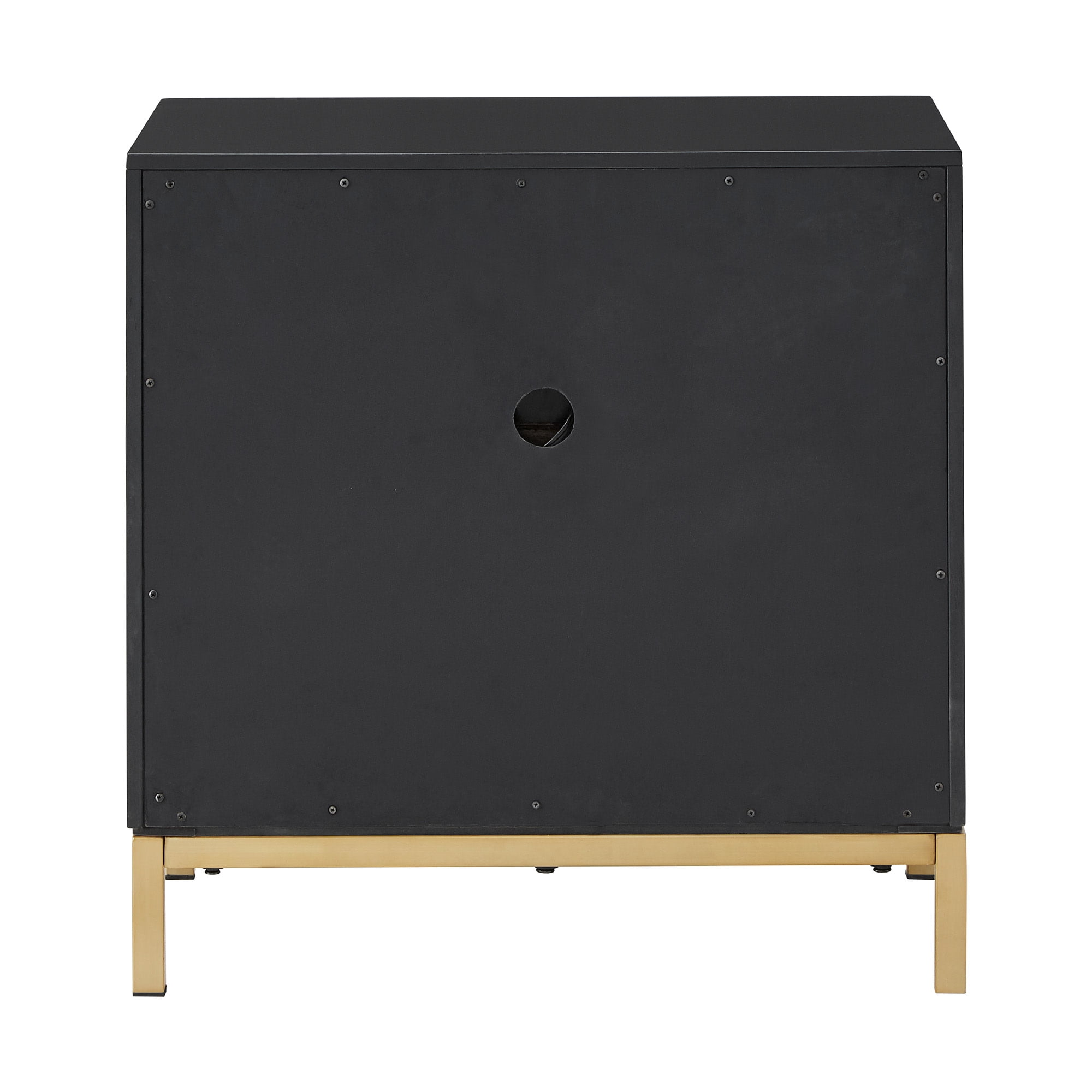 Weston Home Lena Modern Nightstand with 2 Drawers, Black/Gold