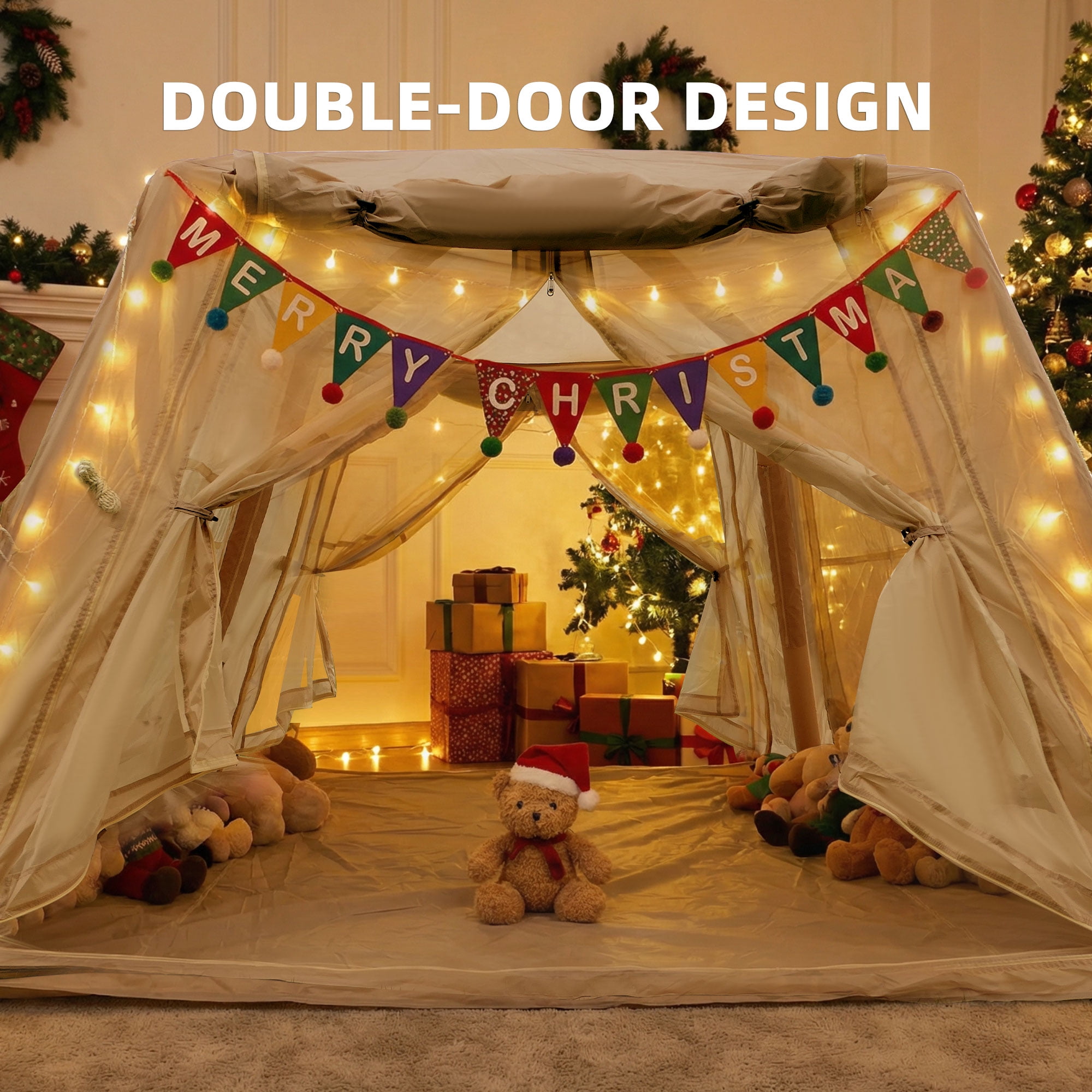 Acpouw 2-4 Person Blow Up Inflatable Tent, Instant Setup Hot Tent, Waterproof Inflatable Camp Tent with Hand Pump, All-Weather Glamping Inflatable House