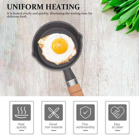 FRCOLOR Omelet Steel Small Frying Mini Skillet Egg with Lid Black