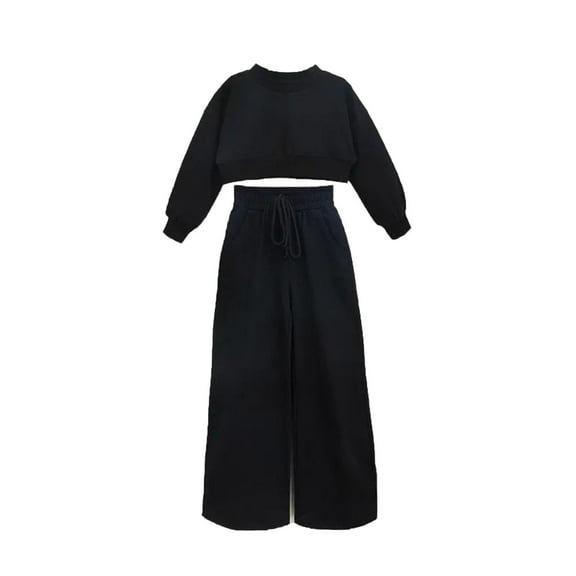 Mercatoo Girls' Clothing Sets 2 Piece Long Sleeve Solid Sweatshirt Wide Legged Cute Pant Kids Girls Fall Outfits Sweatsuits