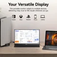 thumbnail image 5 of HKC V16 15.6" Portable Monitor, Full HD 1080P IPS Display, Type-C & HDMI Connectivity, Ultra-Slim Space Gray Screen with Dual Speakers, 250cd/m² Brightness, 178° Viewing Angle, 16:9 Ratio, 5 of 15
