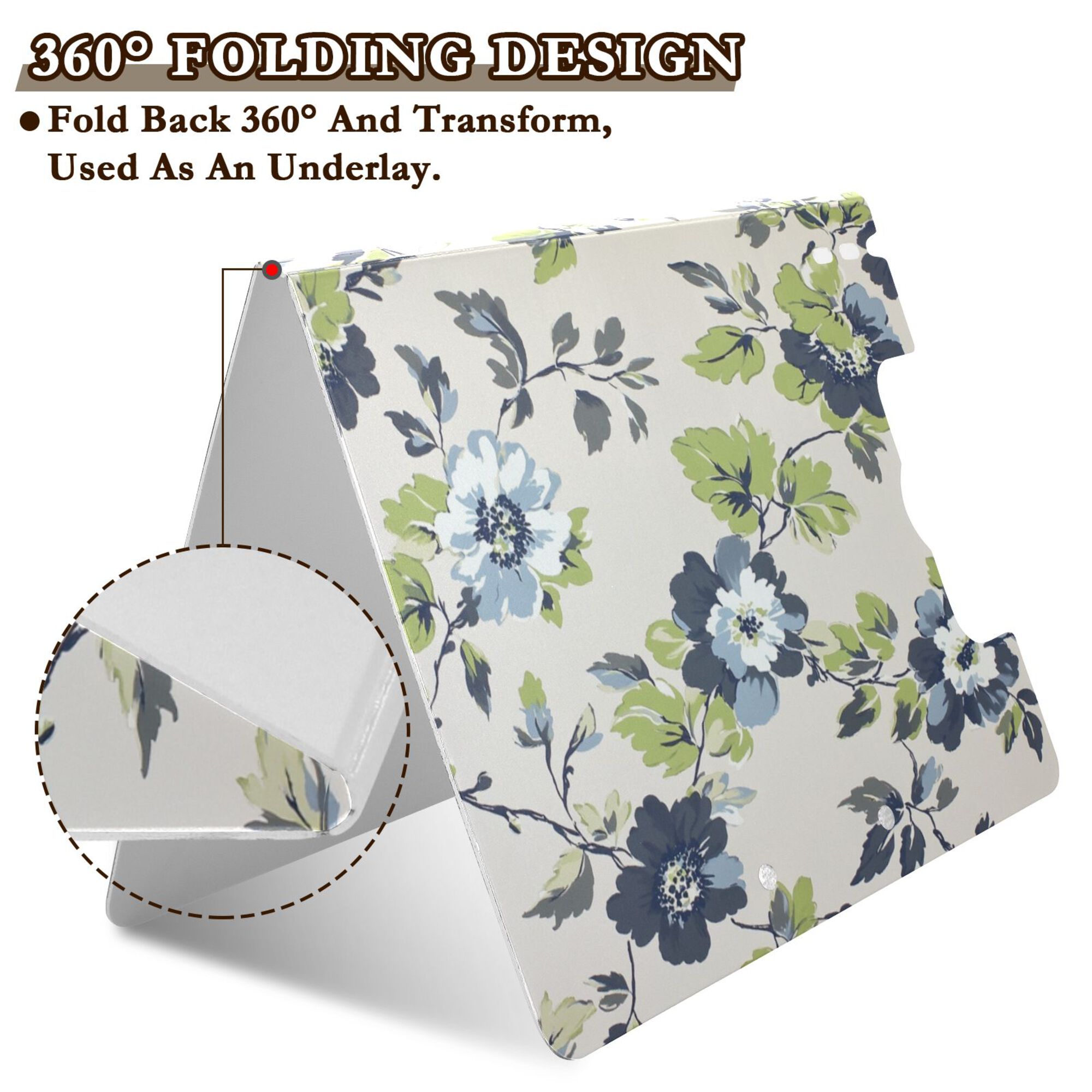 FORMRS A4 Clipboard Folder with Pen Holder Horizontal Foldable School Office Binder, Light Floral Pattern