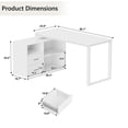 thumbnail image 6 of Furmax 55" L-Shaped Corner Computer Desk with File Cabinet, Power Outlet, Home Office Desk with 2 Drawers and 3 Storage Shelve, Workstation Executive Desk with Storage Shelf for Home Office, White, 6 of 8