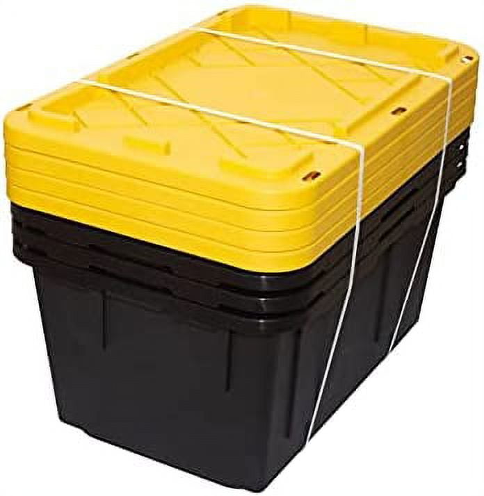 Extra Strong 27 Gallon, Black And Yellow Storage Bin (4Pack)