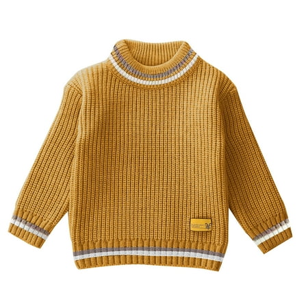 

LNWUY Children s Autumn Winter Fashion Solid Color Joker Knitted Children s Sweater Round Neck Knitted Round Neck Sweater Yellow 9 Years