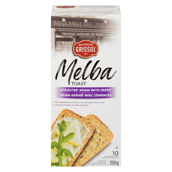 Boulangerie Grissol Melba Toast Grains germés et semences, Dare Paq. de 10, 350 g