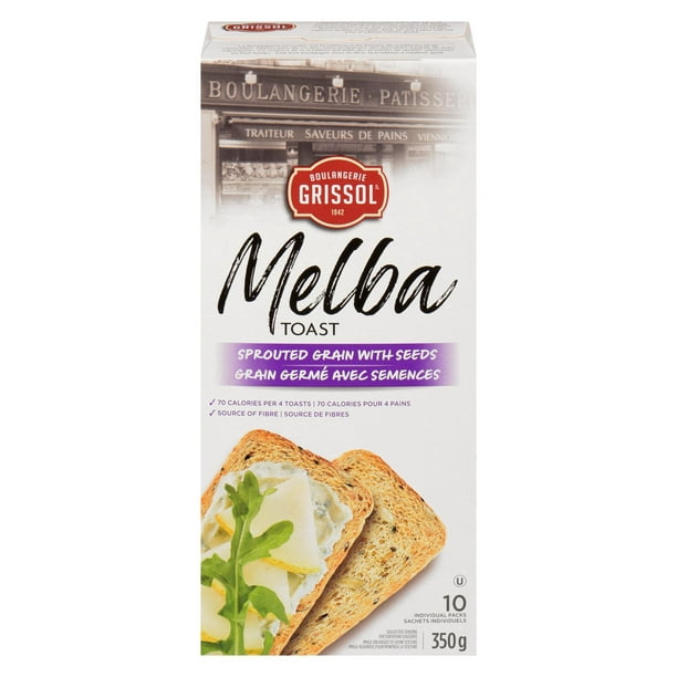 Boulangerie Grissol Melba Toast Sprouted Grain with Seeds, Dare, Pack of 10, 350 g