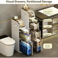 thumbnail image 4 of 4 Tier Bathroom/Room Organizer Cabinet, Cabinet Narrow Slim Gap Tower OrganizerSide Rolling Unit Towel Storage with Clear Drawers for Small Space, 4 of 8