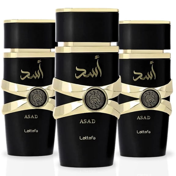 Asad Eau de Parfum Spray 100ml (3.4 oz) by Lattafa (Pack of 3)