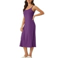 thumbnail image 4 of INSPIRE CHIC Women's Nightgown Spaghetti Strap Round Neck Sleep Under Full Cami Dress S Purple, 4 of 6