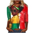 thumbnail image 1 of YanHoo Hauts à Manches 3/4 pour Femmes T-Shirts Graphiques à Manches 3/4 Chandail Décontracté Col Rond T-Shirts Histoire des Noirs Manches 3/4 Grande Taille Hauts pour Femmes en Liquidation, 1 of 5