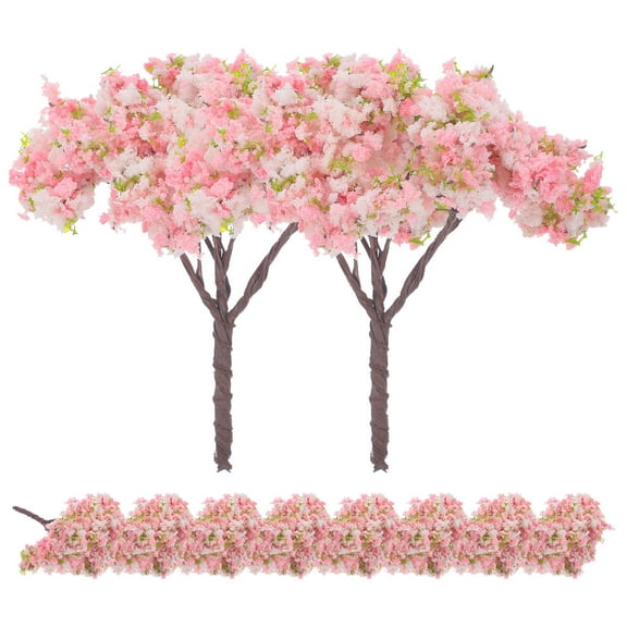 NUOLUX 10Pcs Mini Landscape Tree Model Pink Artificial Cherry Blossom Trees for Diy Projects