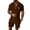 Brown, variant on Short Sets for Men Short Sleeve Quarter Zip Polo Shirt and Bermuda Shorts 2 Piece Matching Set Beach Outfit Set