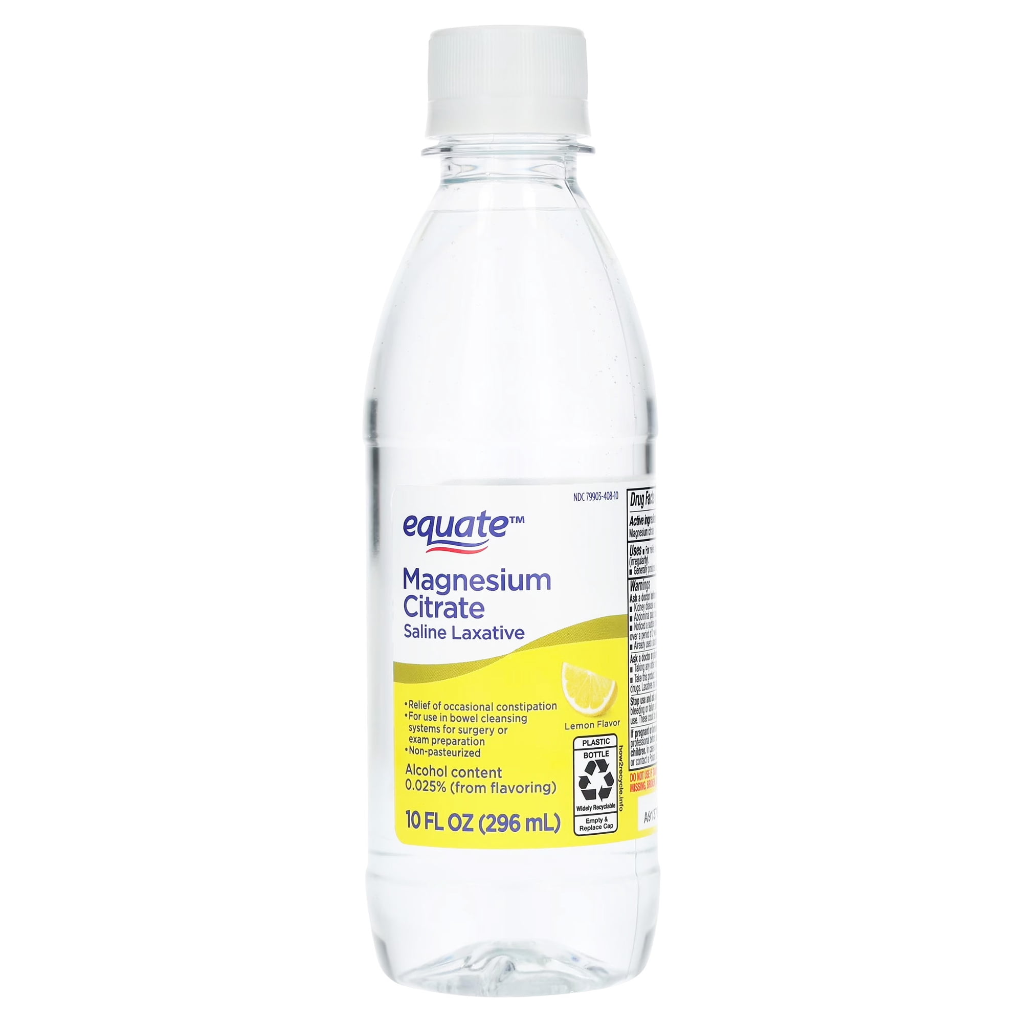 Equate Magnesium Citrate Saline Laxative, Lemon Flavor, 10 oz