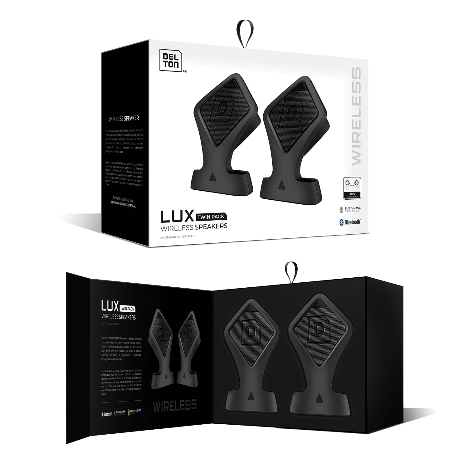 Delton True Wireless Speaker, Portable Bluetooth Speaker with Mic (Twin Pack), Dynamic HD Sound and Bass