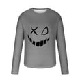 thumbnail image 4 of WREESH Halloween Long Sleeve Tops Fashionable Men's Printed Top with Long Sleeved Round Neck and Smiling Face Printed Top/Shirt Gray, 4 of 5