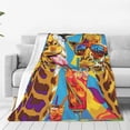thumbnail image 4 of Cauagu Colorful Giraffes with Drinks Pattern Flannel Bed Blankets,Fleece Blanket Comfortable Air Conditioning Blanket for Sofa Bed Travel Couch & Living Room -50"x40", 4 of 8