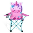 thumbnail image 1 of KABOER Silla plegable para niños al aire libre con portavasos y bolsa de transporte, sillas de camping para niños para viajes en la playa al aire libre (unicornio rosa), 1 of 5