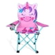 thumbnail image 1 of KABOER Silla plegable para niños al aire libre con portavasos y bolsa de transporte, sillas de camping para niños para viajes en la playa al aire libre (unicornio rosa), 1 of 5
