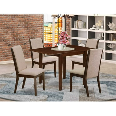 East West Furniture Norden 5-piece Wood Dining Table and Chair Set in Mahogany
