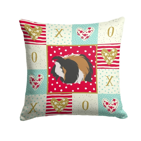 Carolines Treasures CK5433PW1414 Sheba Guinea Pig Love Fabric Decorative Pillow  14Hx14W multicolor