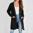 thumbnail image 5 of Long Sleeve Cable Knit Long Cardigan for Women 2023 Fall Winter Chunky Open Front Button Sweaters with Pockets - S, 5 of 6