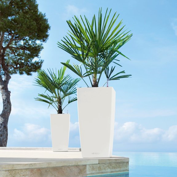 Lechuza USA 22” White Cubico Outdoor Planter with Water Reservoir