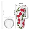 thumbnail image 4 of Balery Cherry Pattern 40oz Stainless Steel Tumbler Double Wall Vacuum Insulated Water Bottle Ice Bully Insulated Tumbler With Handle And 2 in 1 Straw Lid, 4 of 8