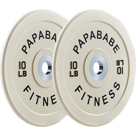 papababe Bumper Plate 2-inch, Color Coded Olympic Bumper Plate with Steel Hub, Bumper Weights Set with High Density Rubber(10LB Pair)