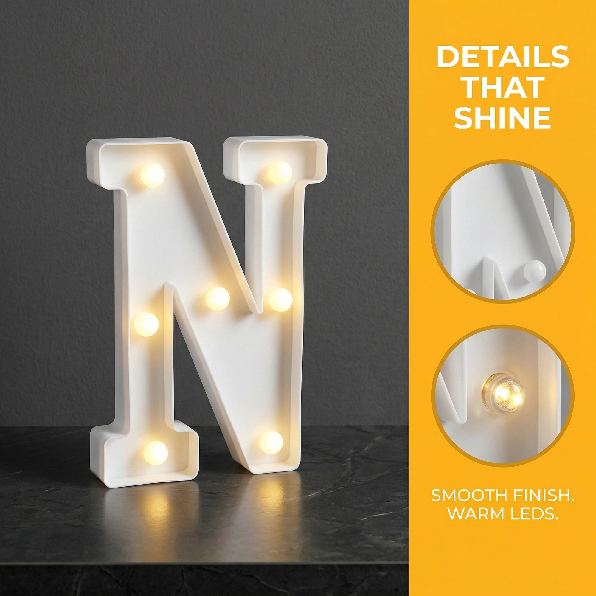 Unique Bargains Marquee Letters With Lights LED Light Up Signs Letter N 5.5"L x 1.3"W x 8.1"H