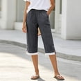 thumbnail image 5 of Noric Women's Cotton Striped Capri Pants Summer High Waisted Casual Cropped Trousers with Pockets, 5 of 7