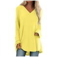 thumbnail image 2 of T Shirts for Women Long Sleeve V Neck Casual Solid Color Medium Long Tops, 2 of 6